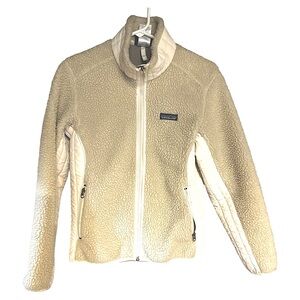 Womens PATAGONIA Beige Vintage Retro X Deep Pile Fleece Jacket Sz M
